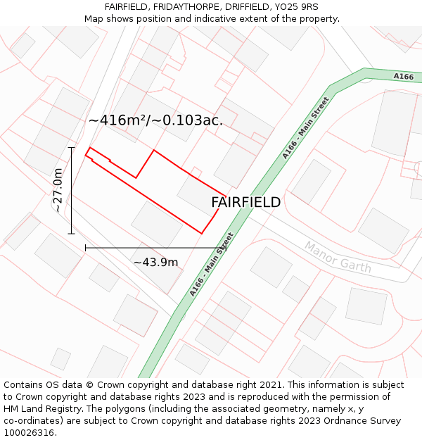 FAIRFIELD, FRIDAYTHORPE, DRIFFIELD, YO25 9RS: Plot and title map