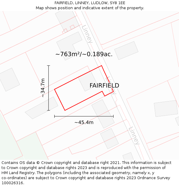 FAIRFIELD, LINNEY, LUDLOW, SY8 1EE: Plot and title map