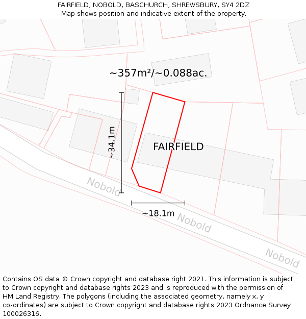 FAIRFIELD, NOBOLD, BASCHURCH, SHREWSBURY, SY4 2DZ: Plot and title map