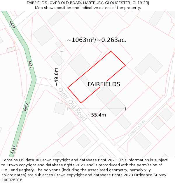FAIRFIELDS, OVER OLD ROAD, HARTPURY, GLOUCESTER, GL19 3BJ: Plot and title map