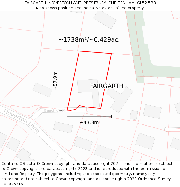 FAIRGARTH, NOVERTON LANE, PRESTBURY, CHELTENHAM, GL52 5BB: Plot and title map
