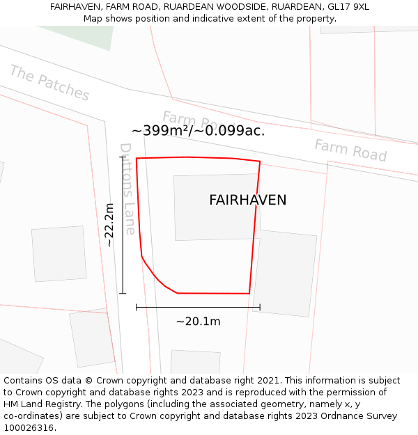 FAIRHAVEN, FARM ROAD, RUARDEAN WOODSIDE, RUARDEAN, GL17 9XL: Plot and title map