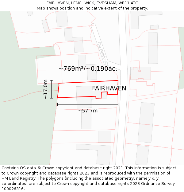 FAIRHAVEN, LENCHWICK, EVESHAM, WR11 4TG: Plot and title map