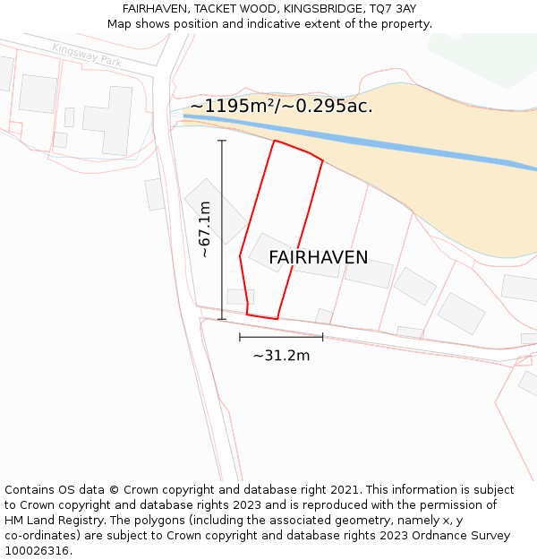 FAIRHAVEN, TACKET WOOD, KINGSBRIDGE, TQ7 3AY: Plot and title map