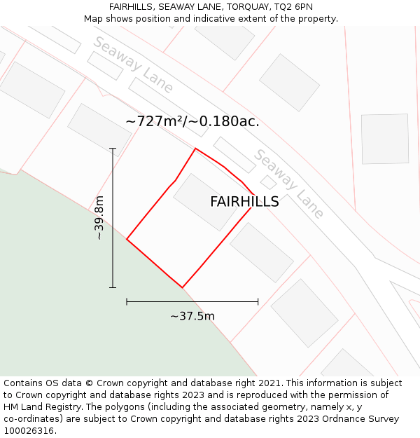 FAIRHILLS, SEAWAY LANE, TORQUAY, TQ2 6PN: Plot and title map