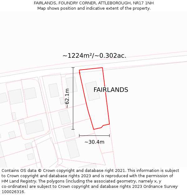FAIRLANDS, FOUNDRY CORNER, ATTLEBOROUGH, NR17 1NH: Plot and title map