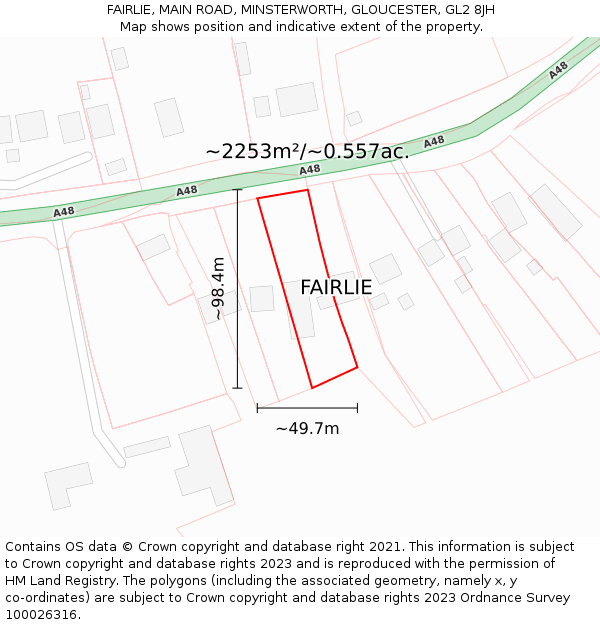 FAIRLIE, MAIN ROAD, MINSTERWORTH, GLOUCESTER, GL2 8JH: Plot and title map