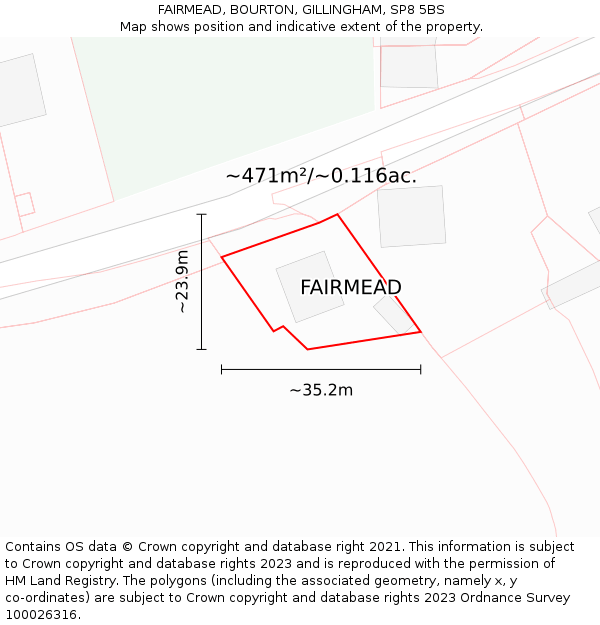 FAIRMEAD, BOURTON, GILLINGHAM, SP8 5BS: Plot and title map