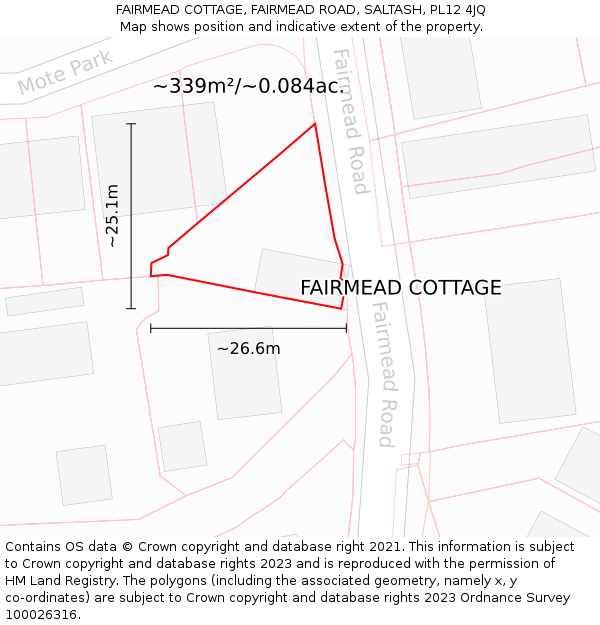 FAIRMEAD COTTAGE, FAIRMEAD ROAD, SALTASH, PL12 4JQ: Plot and title map