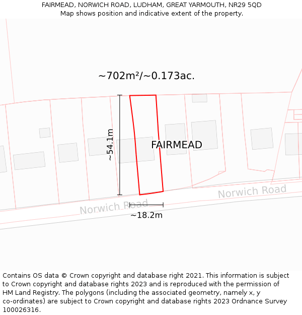 FAIRMEAD, NORWICH ROAD, LUDHAM, GREAT YARMOUTH, NR29 5QD: Plot and title map