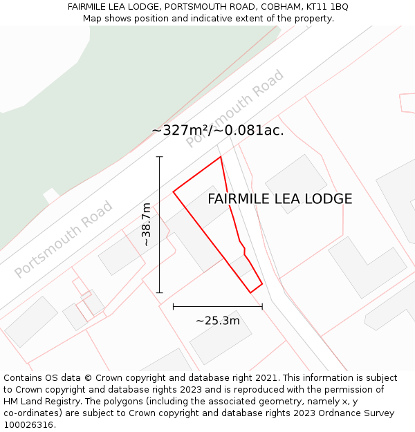 FAIRMILE LEA LODGE, PORTSMOUTH ROAD, COBHAM, KT11 1BQ: Plot and title map