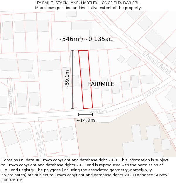 FAIRMILE, STACK LANE, HARTLEY, LONGFIELD, DA3 8BL: Plot and title map