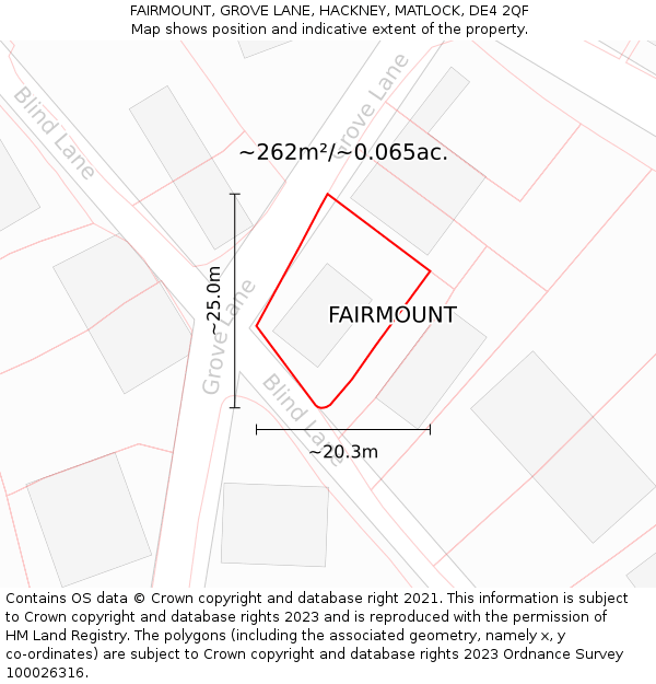 FAIRMOUNT, GROVE LANE, HACKNEY, MATLOCK, DE4 2QF: Plot and title map