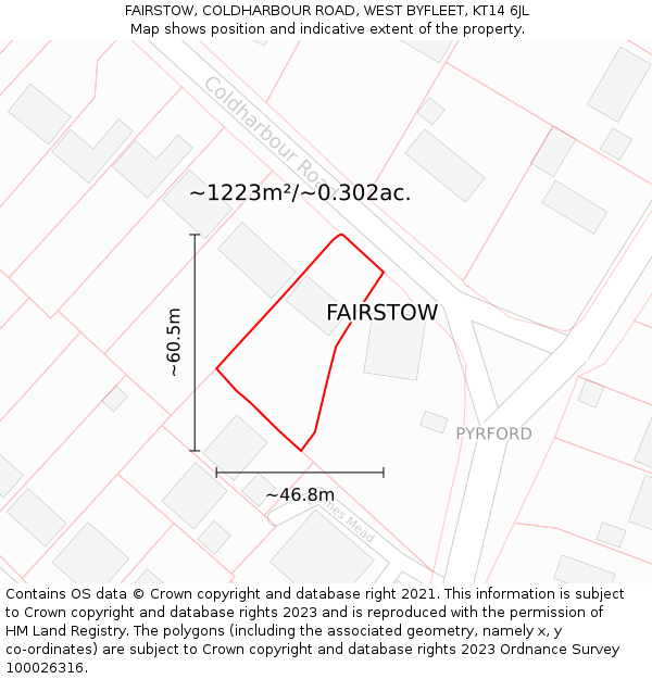 FAIRSTOW, COLDHARBOUR ROAD, WEST BYFLEET, KT14 6JL: Plot and title map