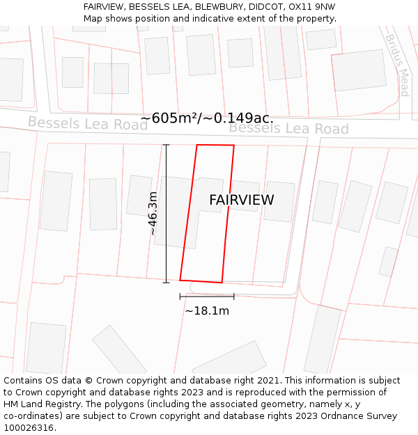 FAIRVIEW, BESSELS LEA, BLEWBURY, DIDCOT, OX11 9NW: Plot and title map