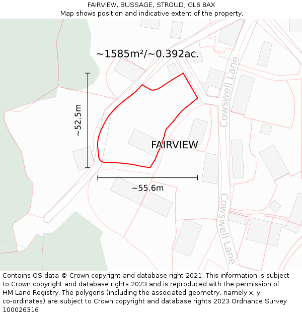 FAIRVIEW, BUSSAGE, STROUD, GL6 8AX: Plot and title map