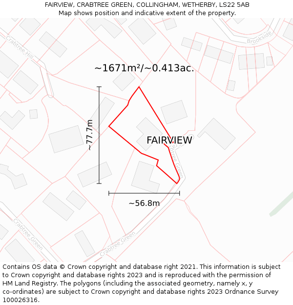 FAIRVIEW, CRABTREE GREEN, COLLINGHAM, WETHERBY, LS22 5AB: Plot and title map