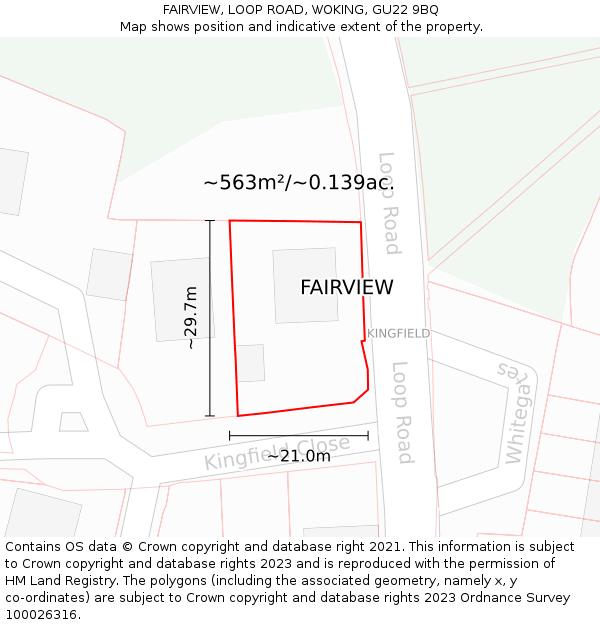 FAIRVIEW, LOOP ROAD, WOKING, GU22 9BQ: Plot and title map