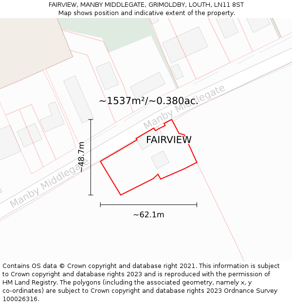 FAIRVIEW, MANBY MIDDLEGATE, GRIMOLDBY, LOUTH, LN11 8ST: Plot and title map