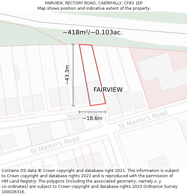 FAIRVIEW, RECTORY ROAD, CAERPHILLY, CF83 1EP: Plot and title map