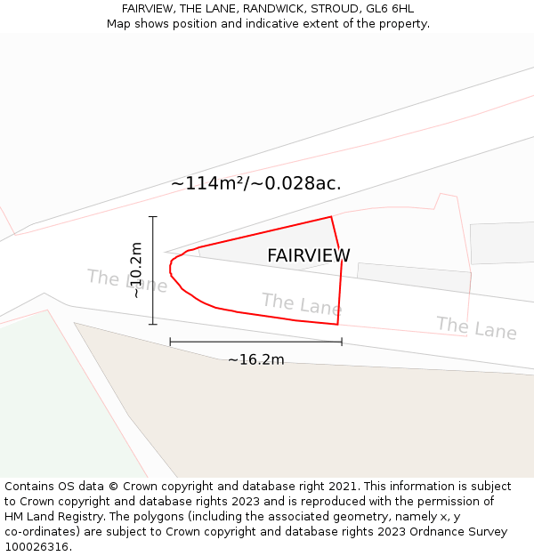 FAIRVIEW, THE LANE, RANDWICK, STROUD, GL6 6HL: Plot and title map