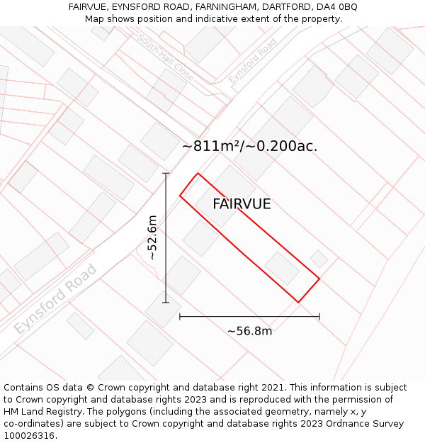 FAIRVUE, EYNSFORD ROAD, FARNINGHAM, DARTFORD, DA4 0BQ: Plot and title map