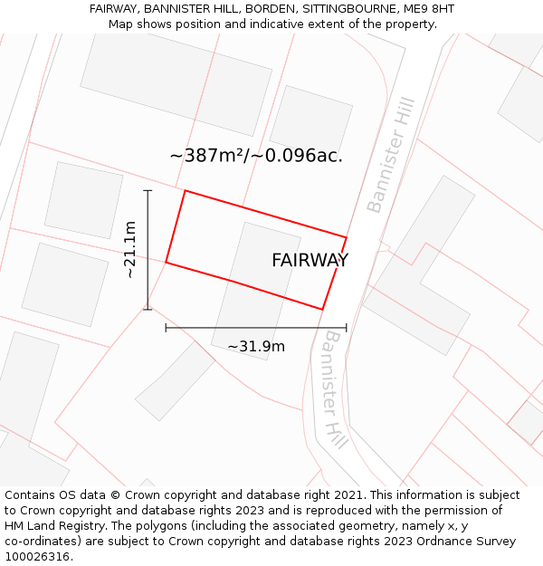 FAIRWAY, BANNISTER HILL, BORDEN, SITTINGBOURNE, ME9 8HT: Plot and title map