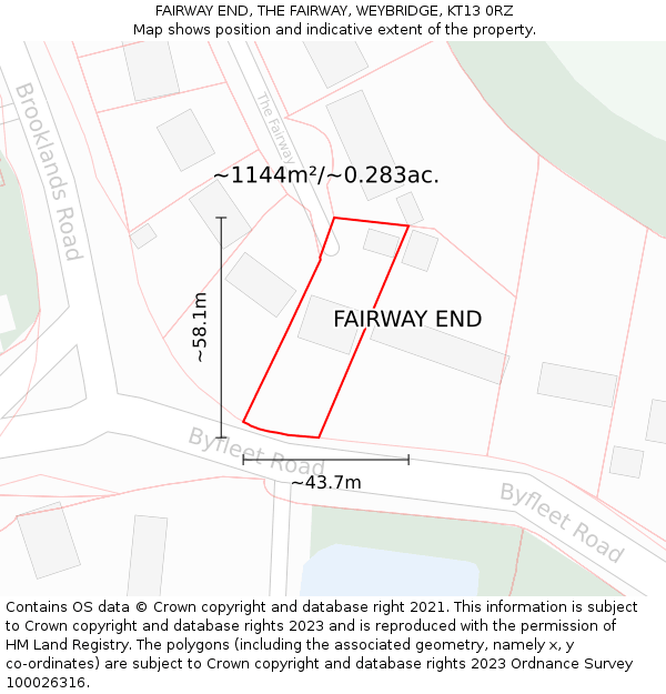 FAIRWAY END, THE FAIRWAY, WEYBRIDGE, KT13 0RZ: Plot and title map