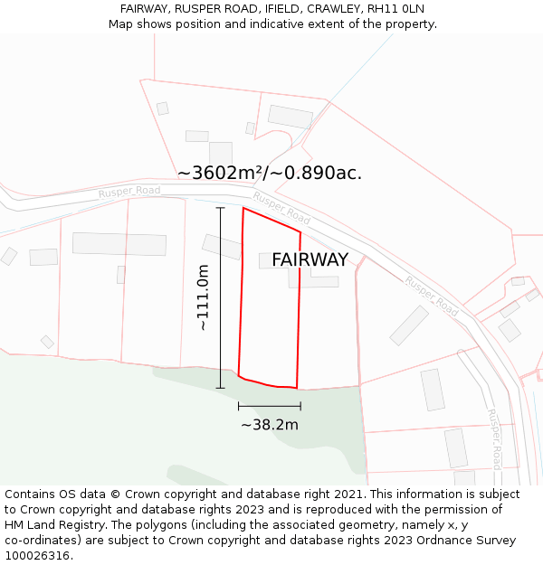 FAIRWAY, RUSPER ROAD, IFIELD, CRAWLEY, RH11 0LN: Plot and title map
