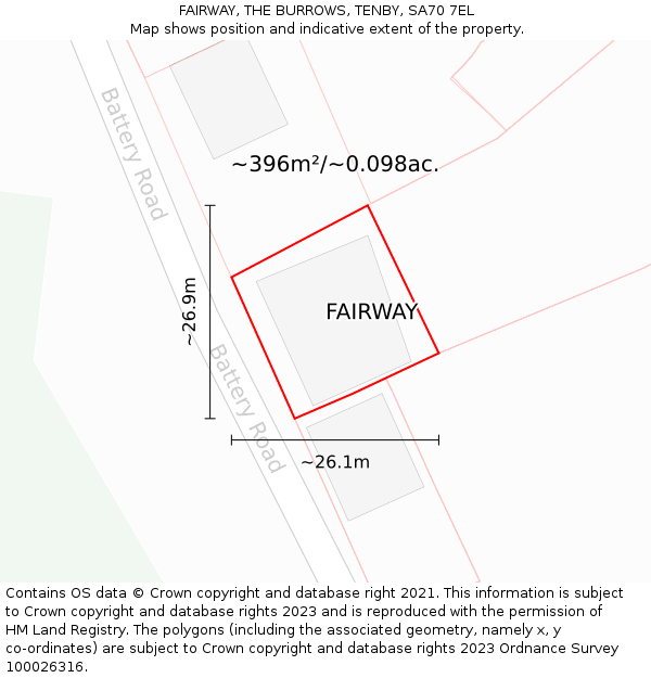 FAIRWAY, THE BURROWS, TENBY, SA70 7EL: Plot and title map