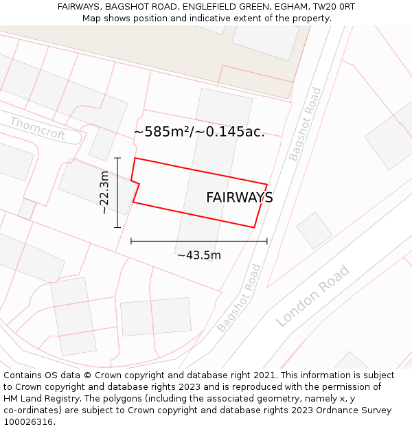 FAIRWAYS, BAGSHOT ROAD, ENGLEFIELD GREEN, EGHAM, TW20 0RT: Plot and title map