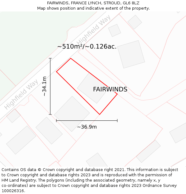 FAIRWINDS, FRANCE LYNCH, STROUD, GL6 8LZ: Plot and title map