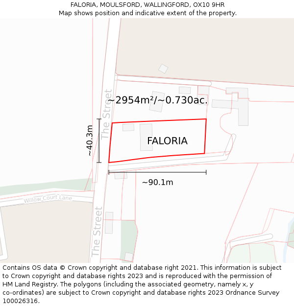 FALORIA, MOULSFORD, WALLINGFORD, OX10 9HR: Plot and title map