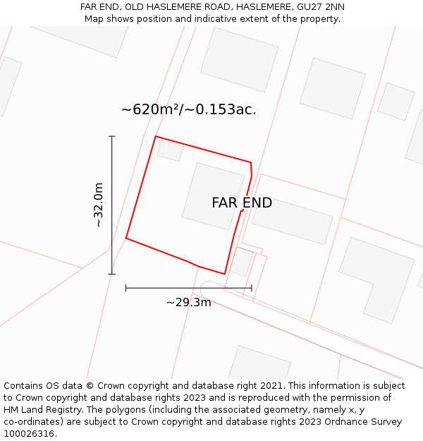 FAR END, OLD HASLEMERE ROAD, HASLEMERE, GU27 2NN: Plot and title map