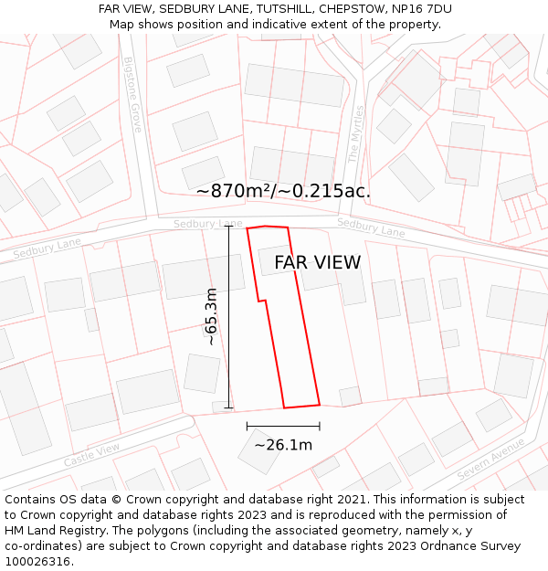 FAR VIEW, SEDBURY LANE, TUTSHILL, CHEPSTOW, NP16 7DU: Plot and title map