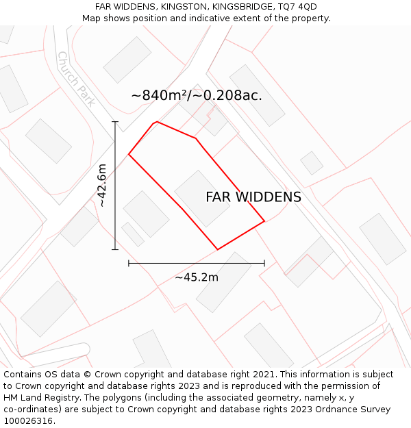 FAR WIDDENS, KINGSTON, KINGSBRIDGE, TQ7 4QD: Plot and title map