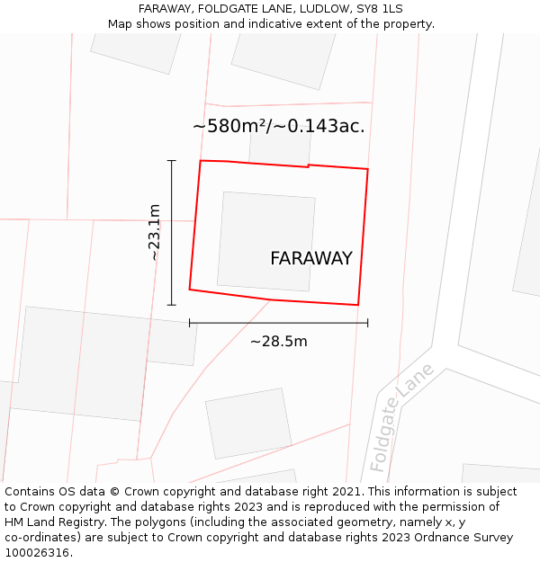 FARAWAY, FOLDGATE LANE, LUDLOW, SY8 1LS: Plot and title map