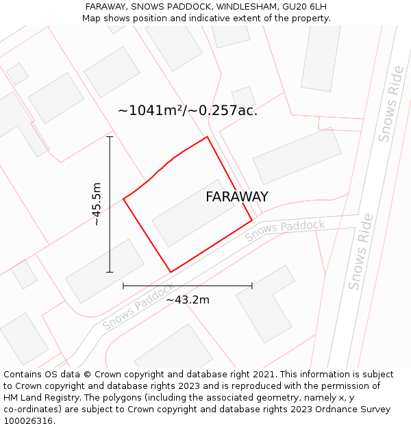 FARAWAY, SNOWS PADDOCK, WINDLESHAM, GU20 6LH: Plot and title map
