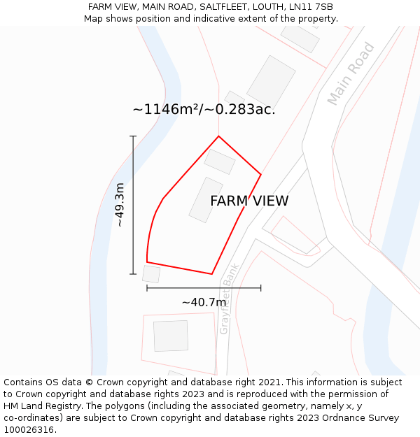 FARM VIEW, MAIN ROAD, SALTFLEET, LOUTH, LN11 7SB: Plot and title map