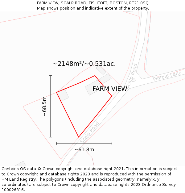 FARM VIEW, SCALP ROAD, FISHTOFT, BOSTON, PE21 0SQ: Plot and title map
