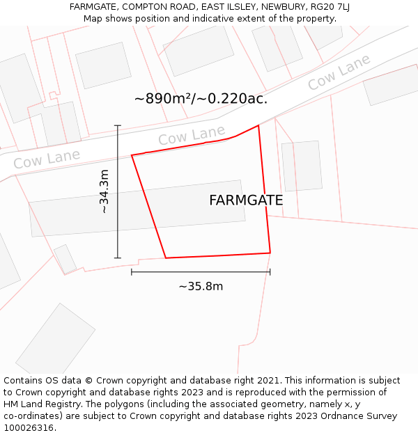 FARMGATE, COMPTON ROAD, EAST ILSLEY, NEWBURY, RG20 7LJ: Plot and title map