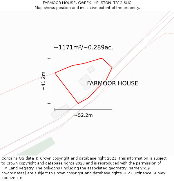 FARMOOR HOUSE, GWEEK, HELSTON, TR12 6UQ: Plot and title map
