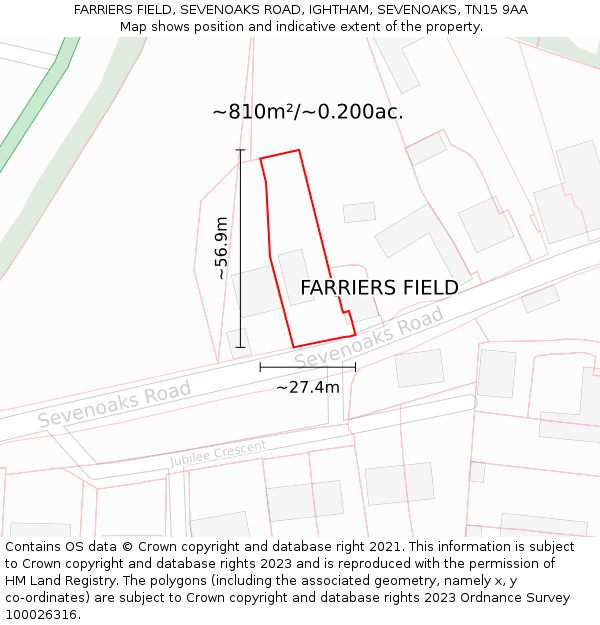 FARRIERS FIELD, SEVENOAKS ROAD, IGHTHAM, SEVENOAKS, TN15 9AA: Plot and title map