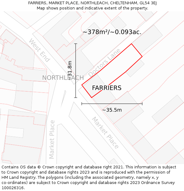 FARRIERS, MARKET PLACE, NORTHLEACH, CHELTENHAM, GL54 3EJ: Plot and title map