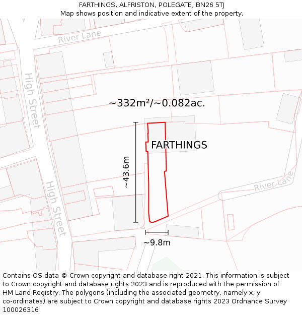 FARTHINGS, ALFRISTON, POLEGATE, BN26 5TJ: Plot and title map