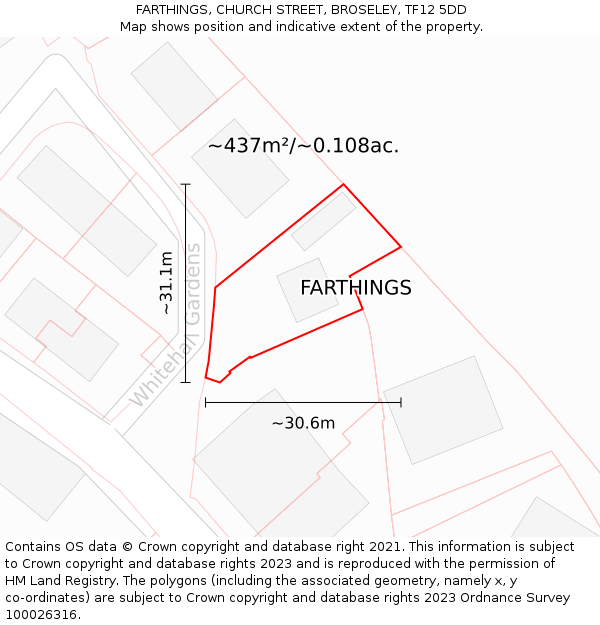 FARTHINGS, CHURCH STREET, BROSELEY, TF12 5DD: Plot and title map