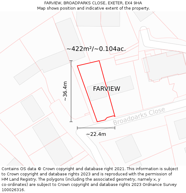 FARVIEW, BROADPARKS CLOSE, EXETER, EX4 9HA: Plot and title map