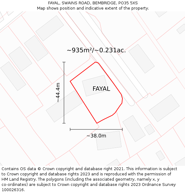 FAYAL, SWAINS ROAD, BEMBRIDGE, PO35 5XS: Plot and title map