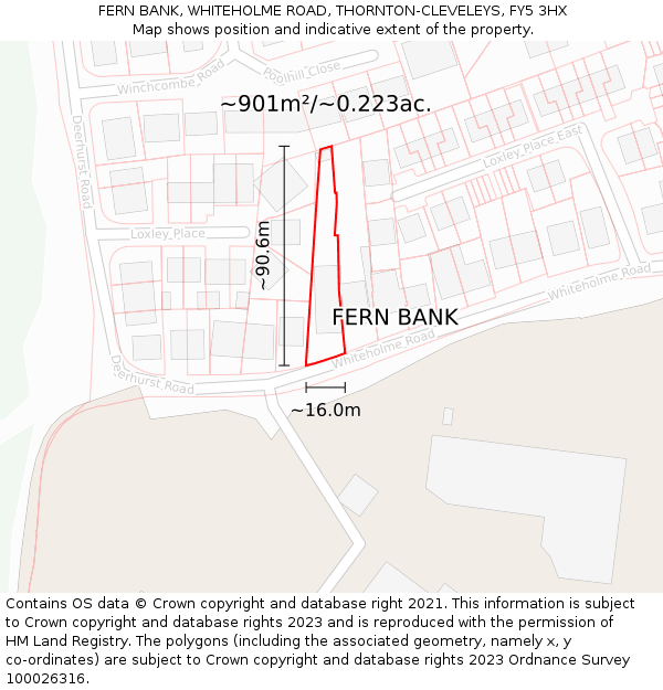 FERN BANK, WHITEHOLME ROAD, THORNTON-CLEVELEYS, FY5 3HX: Plot and title map