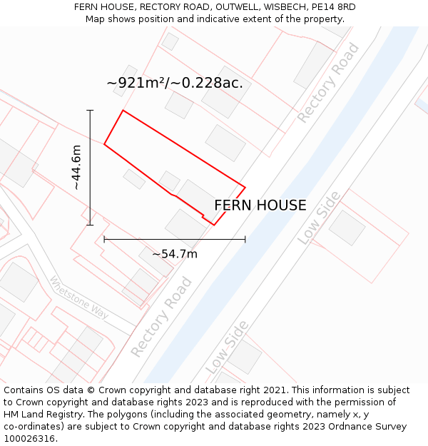 FERN HOUSE, RECTORY ROAD, OUTWELL, WISBECH, PE14 8RD: Plot and title map